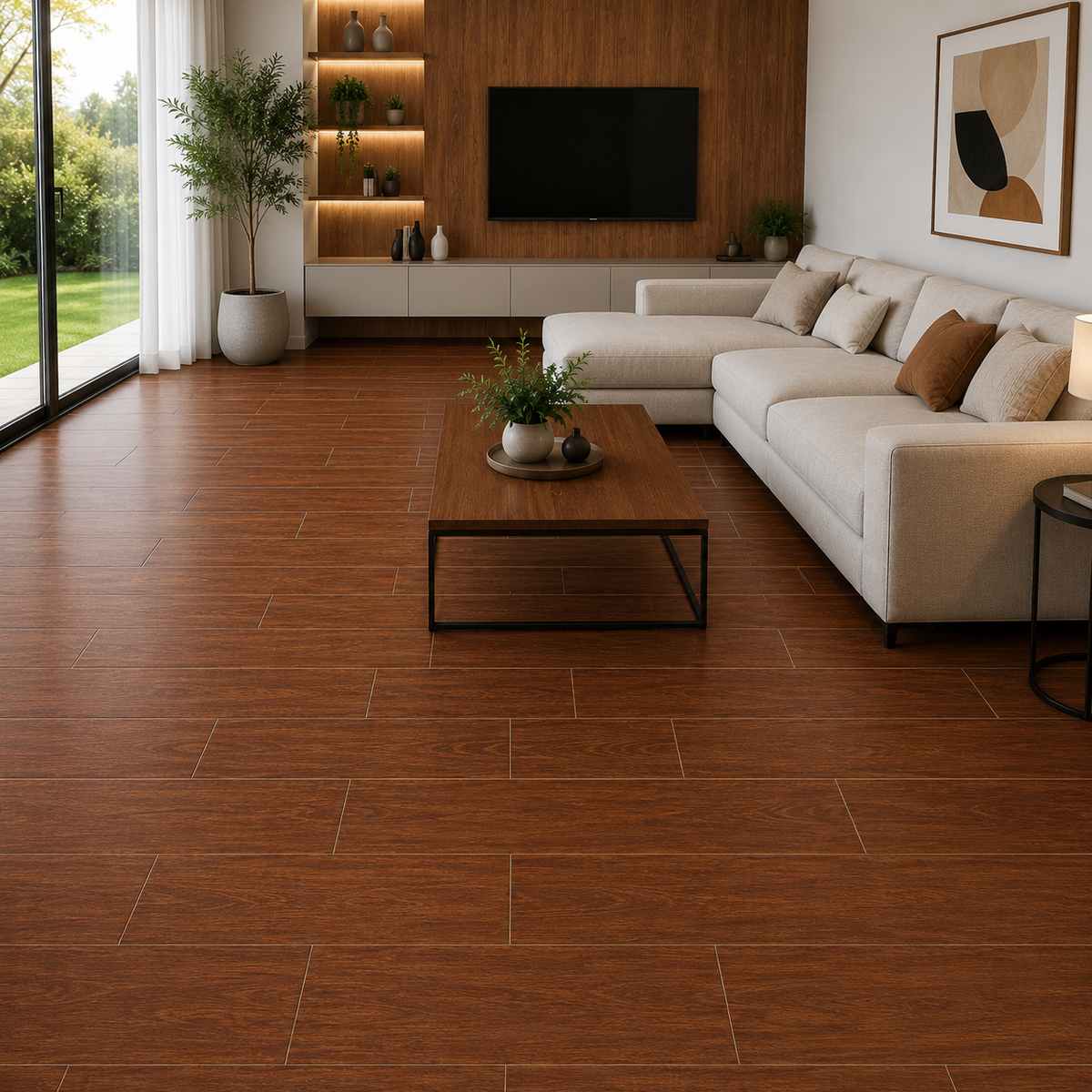 Cerámica Madera Ebony Caramelo Mate 30 × 60 cm / m2