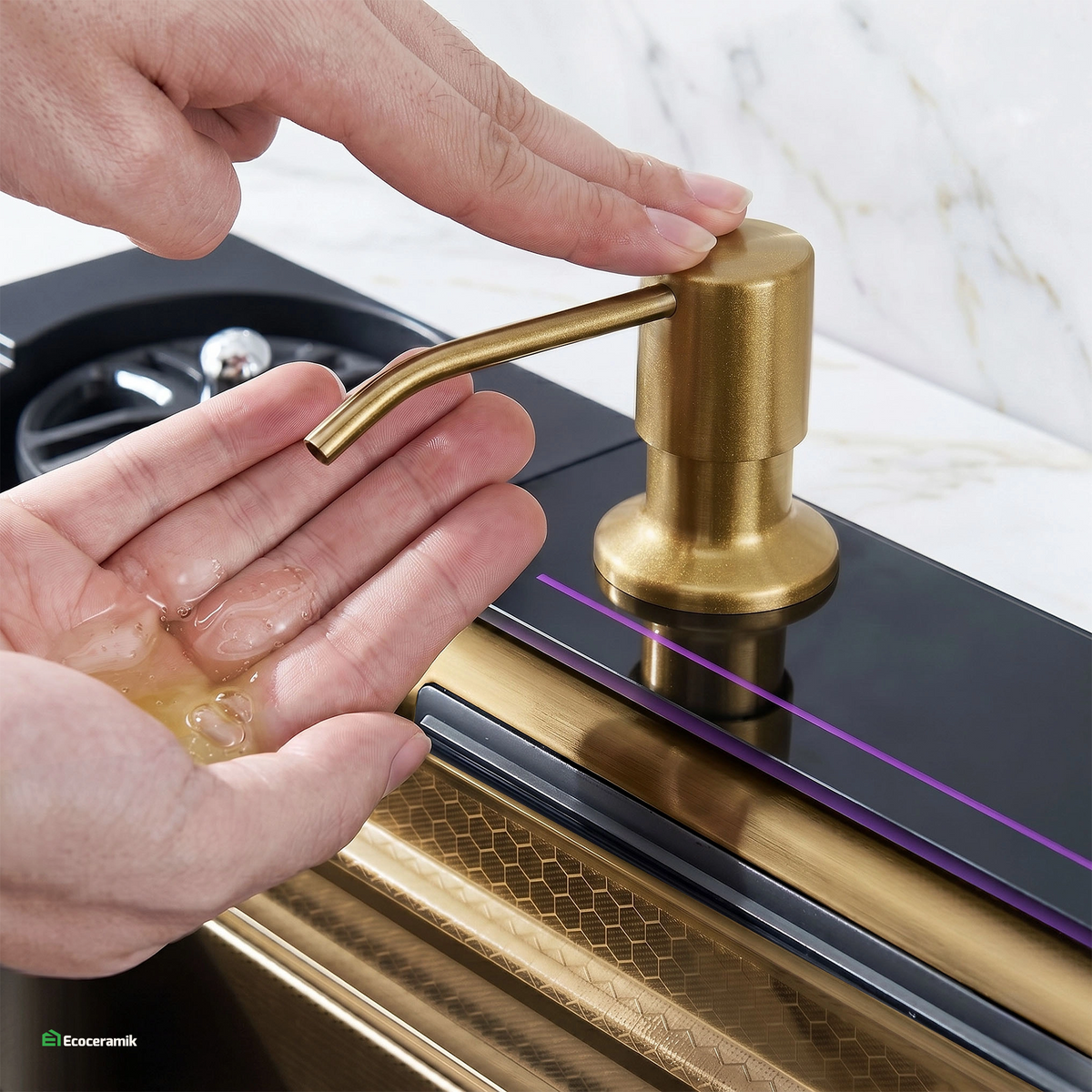 Lavadero de cocina Multifuncional 7 teclas MAX ACERO SUS 304 c/Dorado - Premium