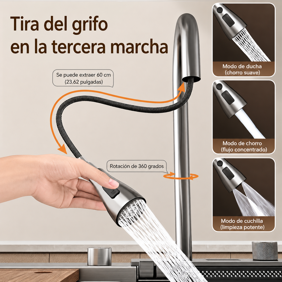 Lavadero de Cocina Multifuncional 5 teclas PortaPlatos SUS 304 c/Negro 95X46X22 - Premium