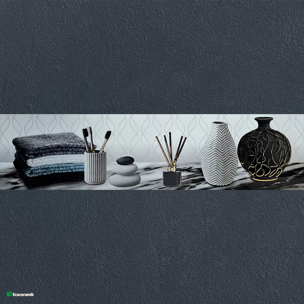 Decorado de Baño Toalla Grafito 15×60 cm HD