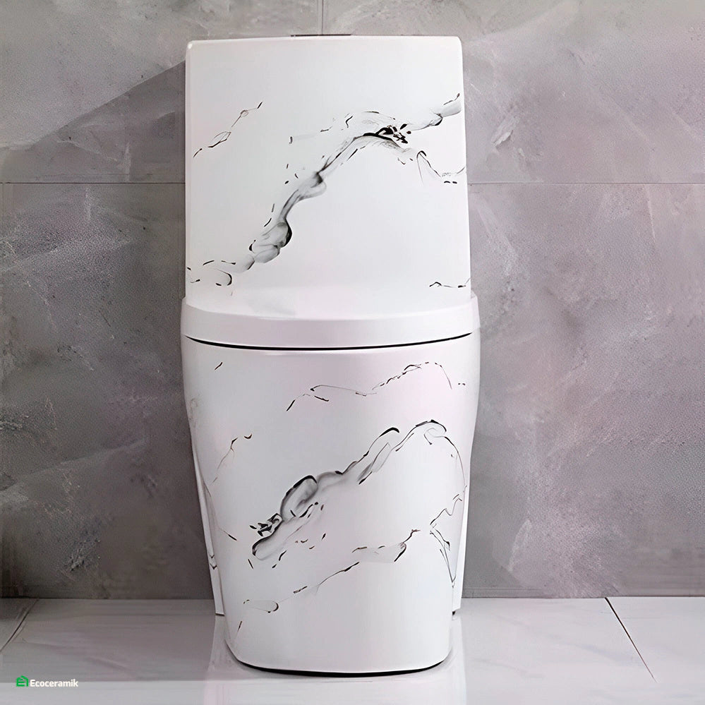 Inodoro One Piece Minimalista Mármol Calacatta Blanco