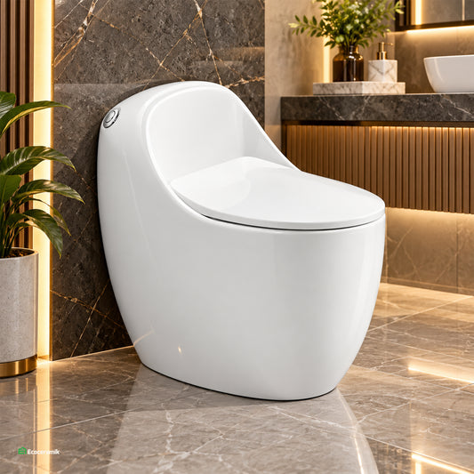 Inodoro One Piece Huevito Afrodita Blanco - Fratelli Premium