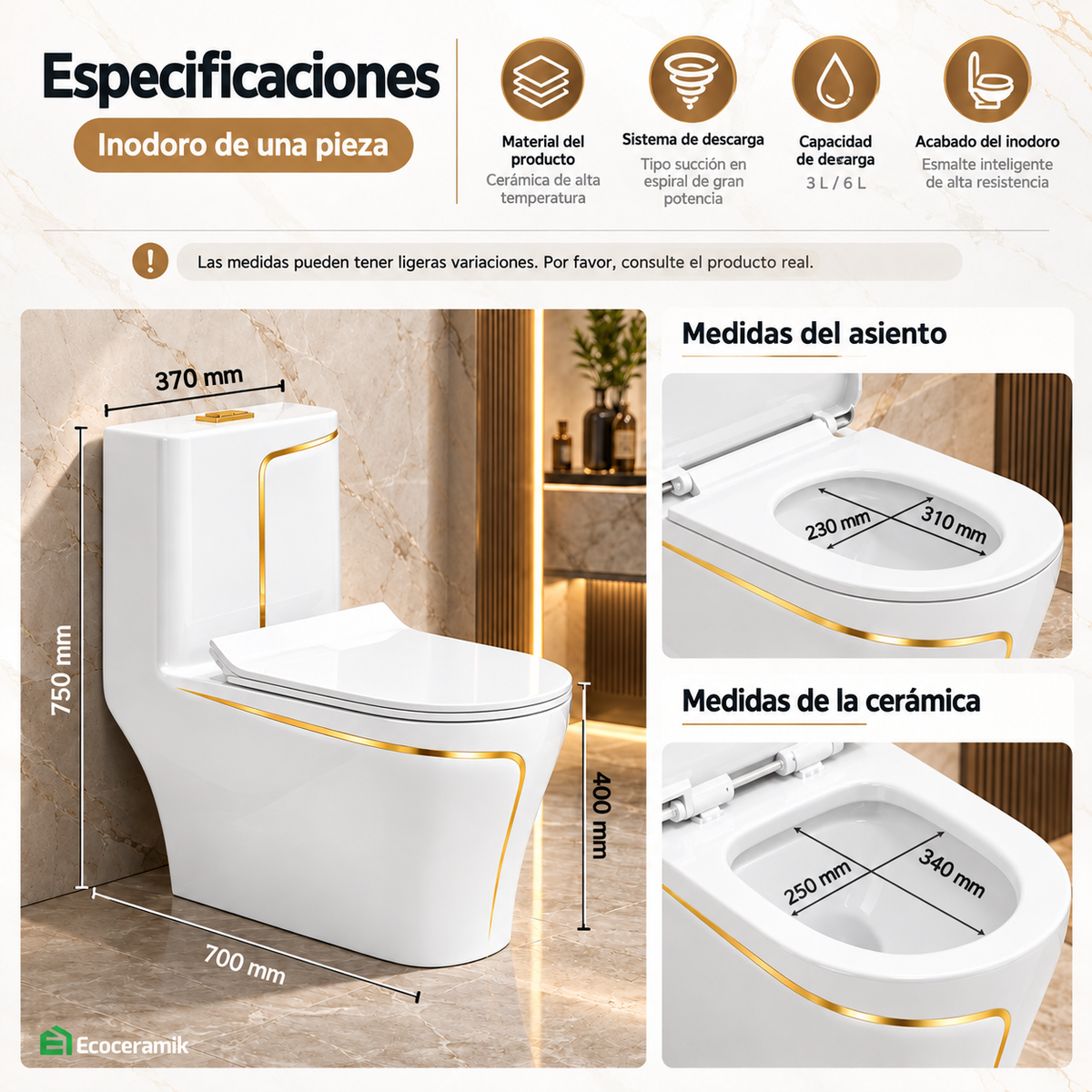 Inododo One Piece Galeón Blanco Gold - Premium