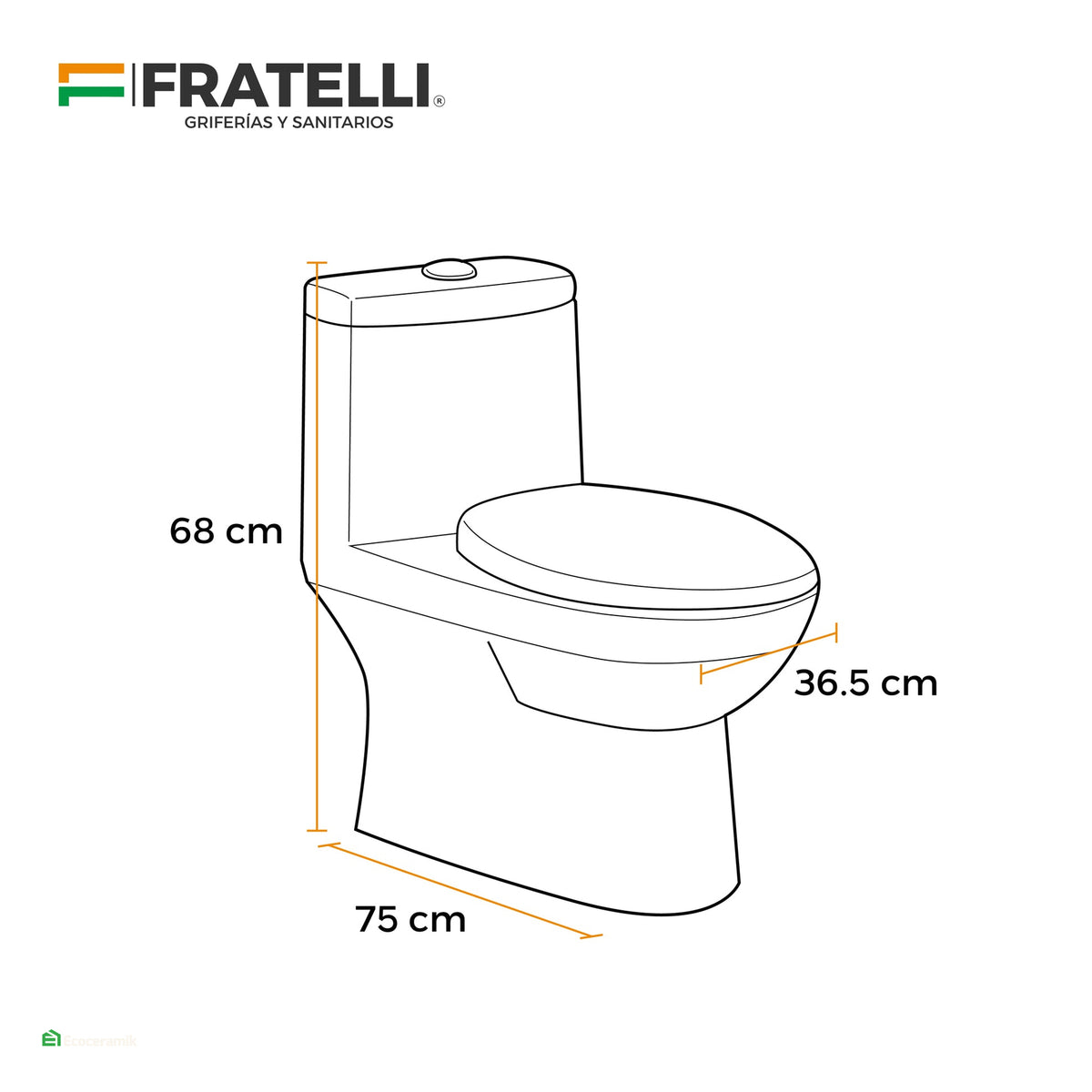 Inodoro One Piece Kioto Class Blanco - Fratelli Premium