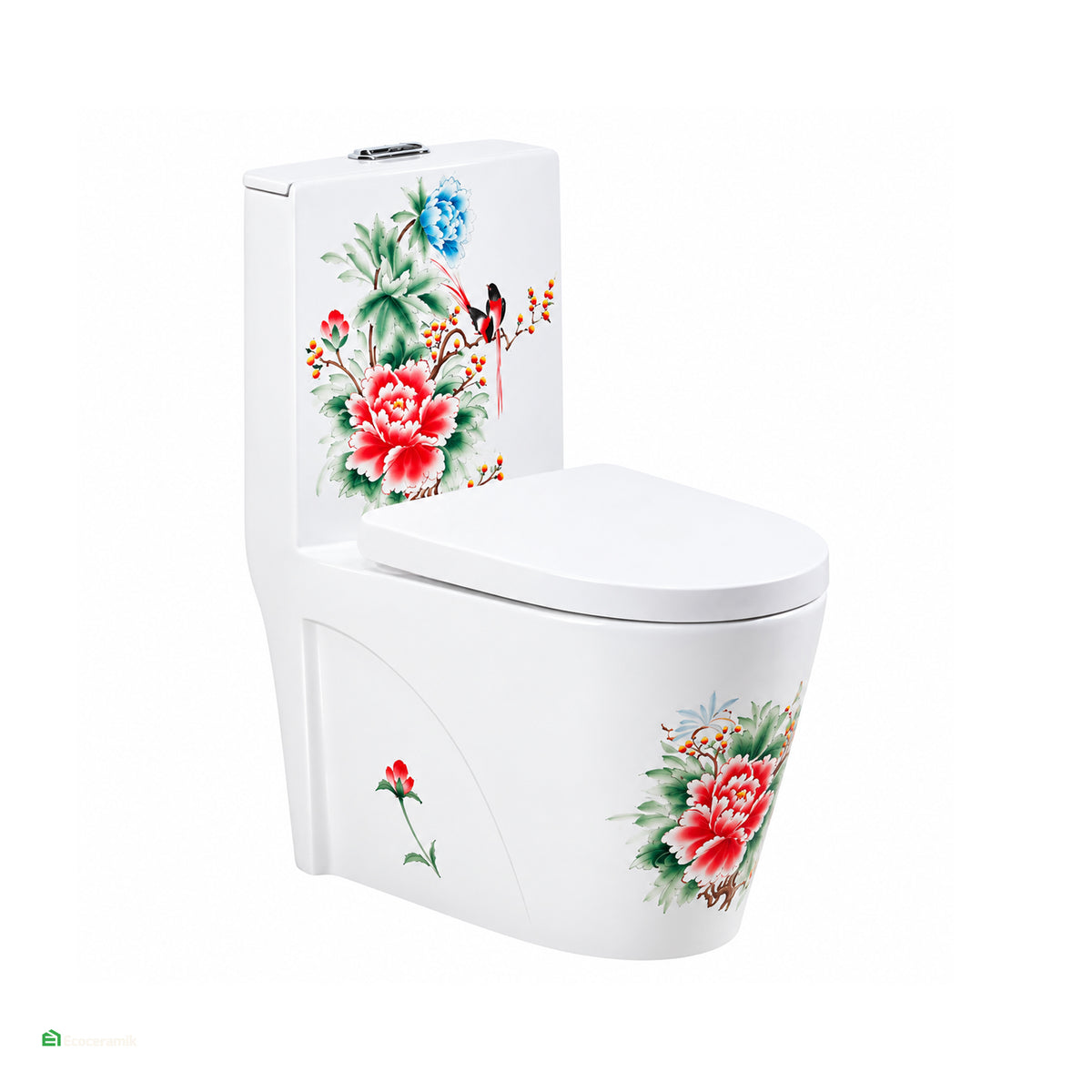 Inodoro One Piece Blanco con Diseño Floral - 8835FRO Xm