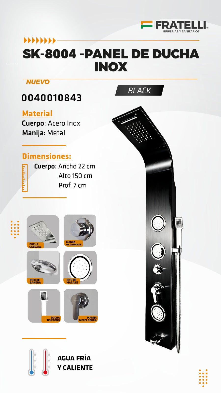 Panel de Ducha SK-8004 Black Fratelli - Premium