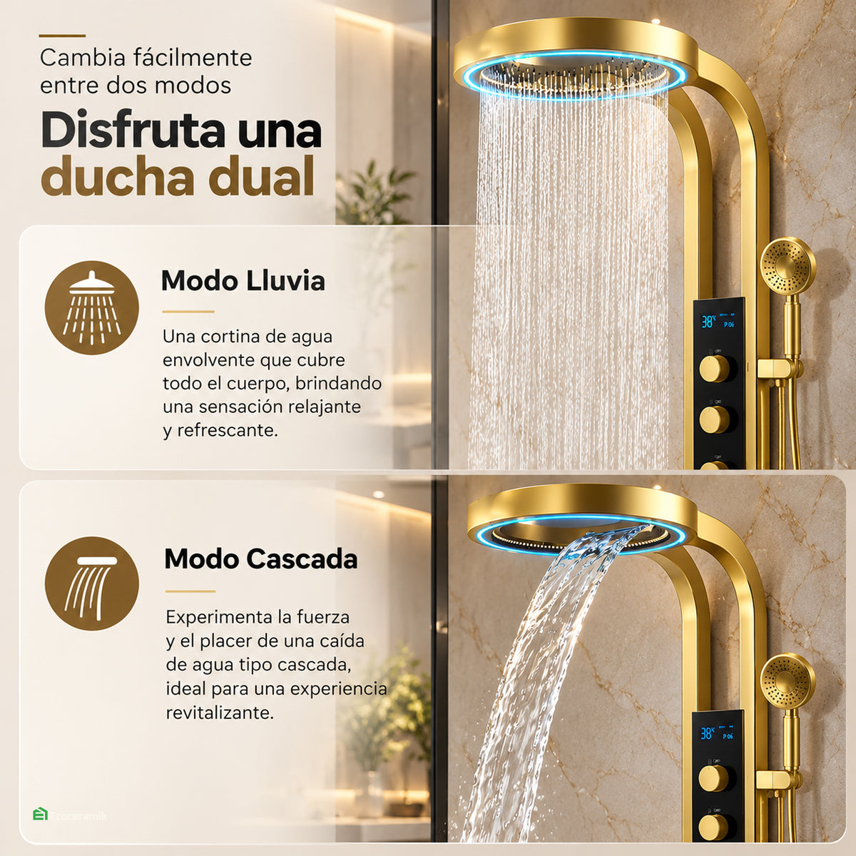 Columna de Ducha Inteligente Quimera Gold - Fratelli Signature