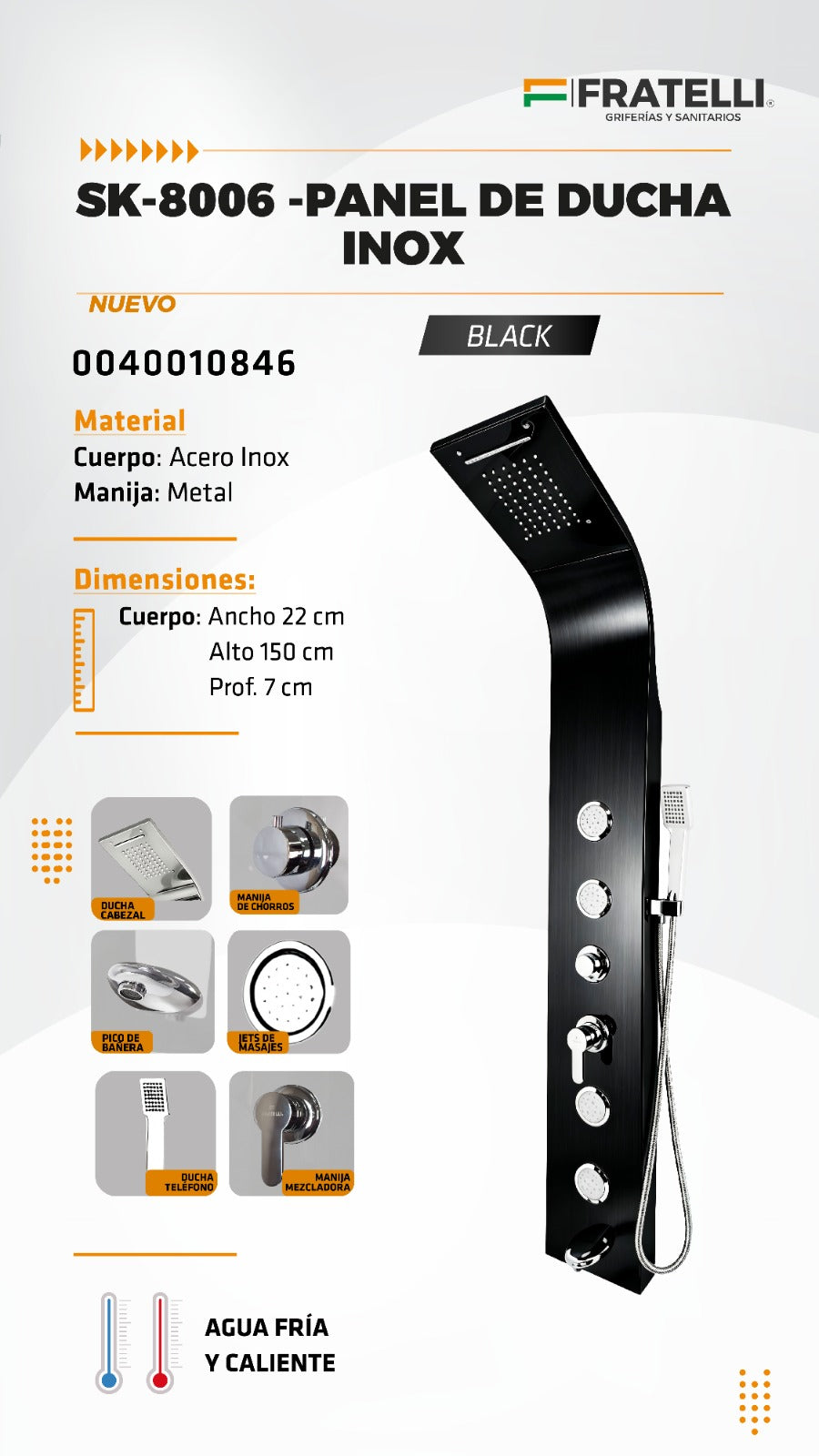 Panel de Ducha SK-8006 Black Fratelli - Premium