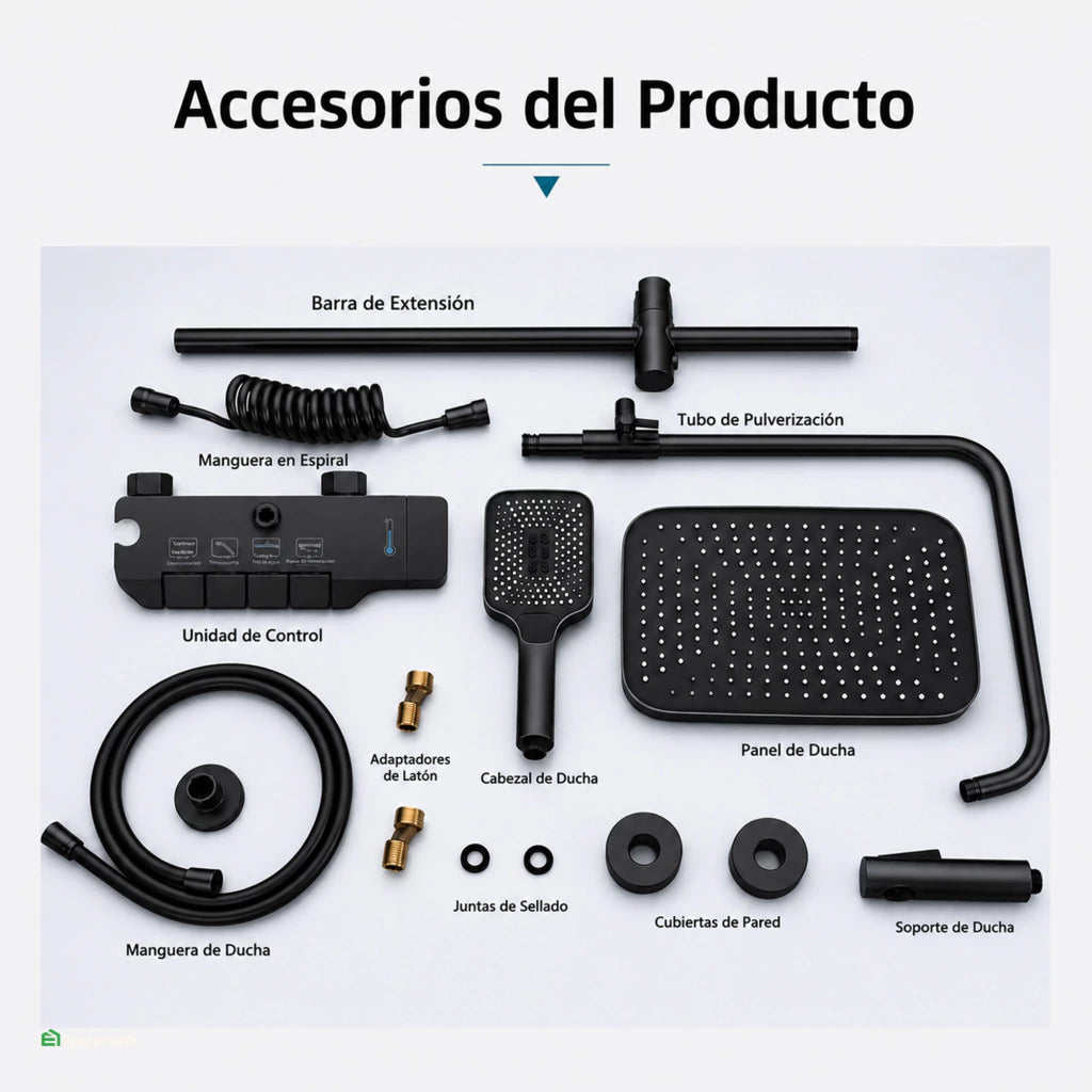 Ducha Columna 4 Funciones Acero Inoxidable 304 Negro Premium