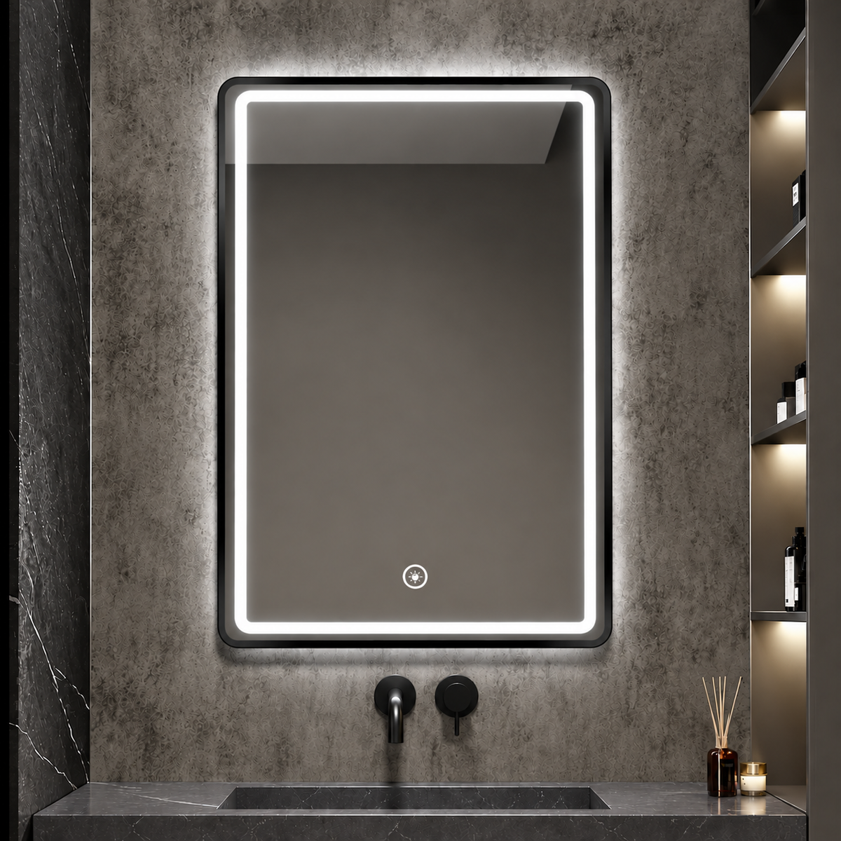 Espejo LED MARCO NEGRO - 68D NEW – 60 × 80 cm