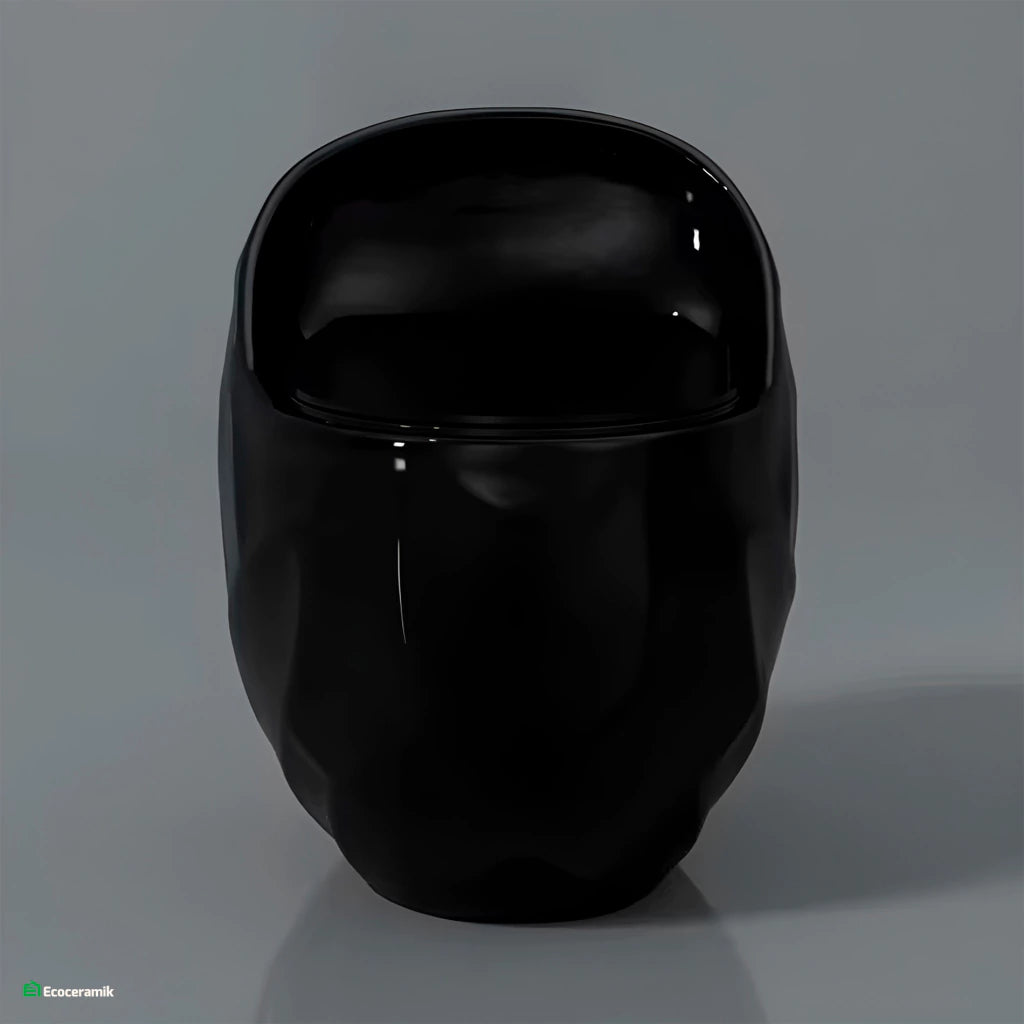 Inodoro One Piece Rocoso Negro - Modelo Huevo Premium