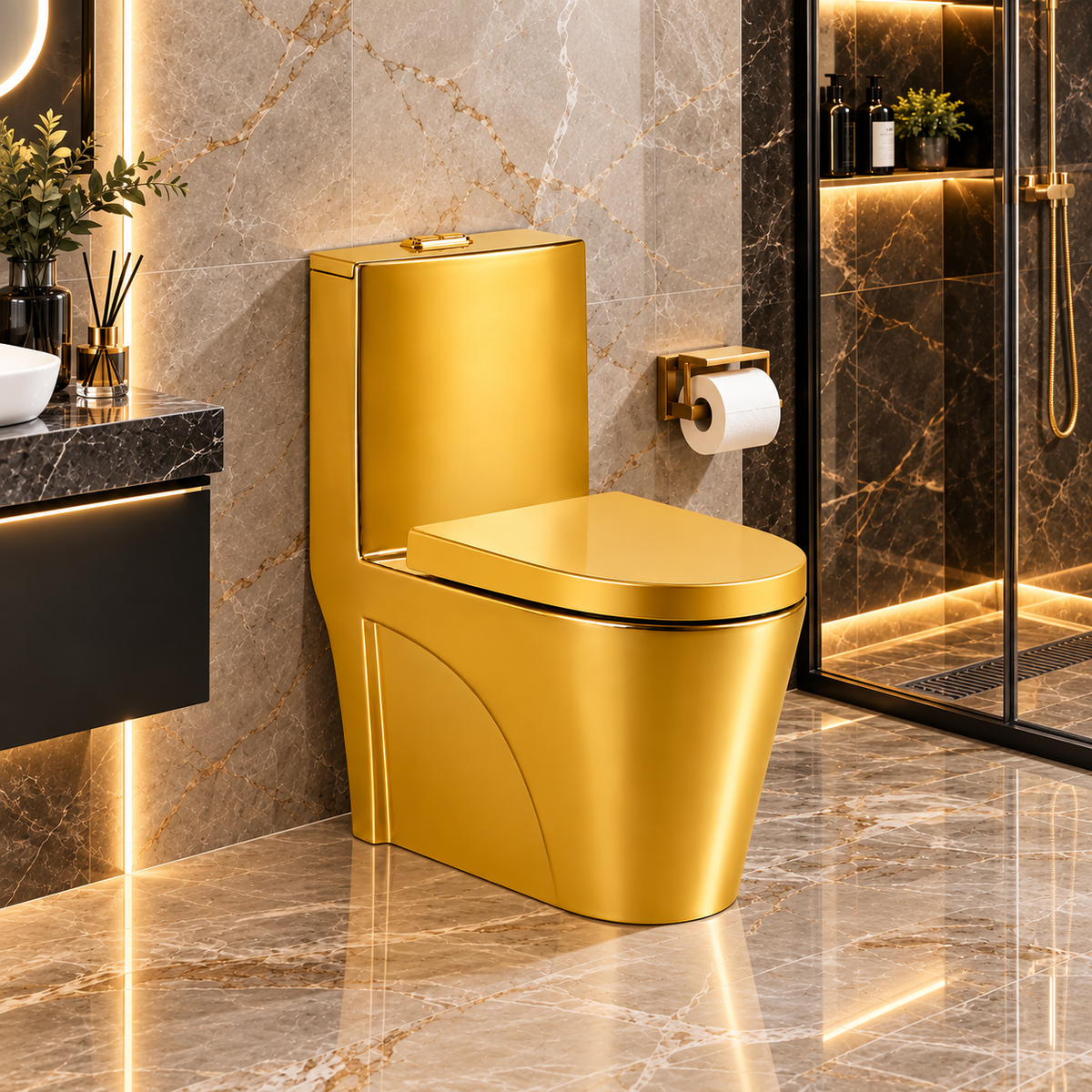 Inodoro One Piece Minimalista Dorado IN8835D XM | 4L/6L