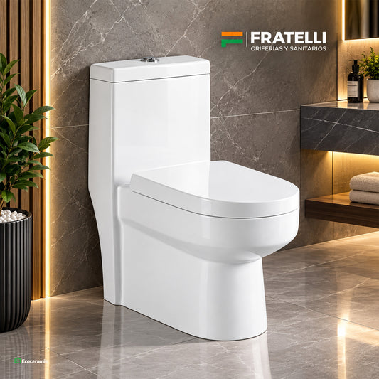 Inodoro One Piece PARIS Minimalista Cuadrado Blanco – Fratelli Premium