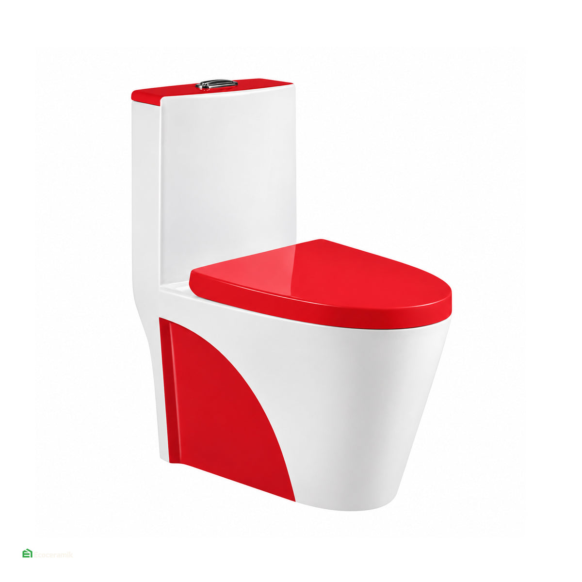 Inodoro One Piece Blanco con Rojo Minimalista | XM 8835R