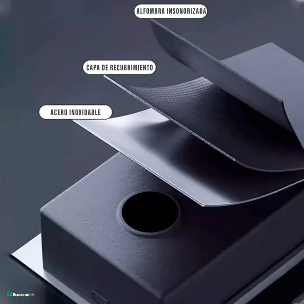 LAVADERO DE COCINA MULTIFUNCIONAL 7 TECLAS BLACK PANEL LED DE ACERO INOXIDABLE 304 BASIC - FULL