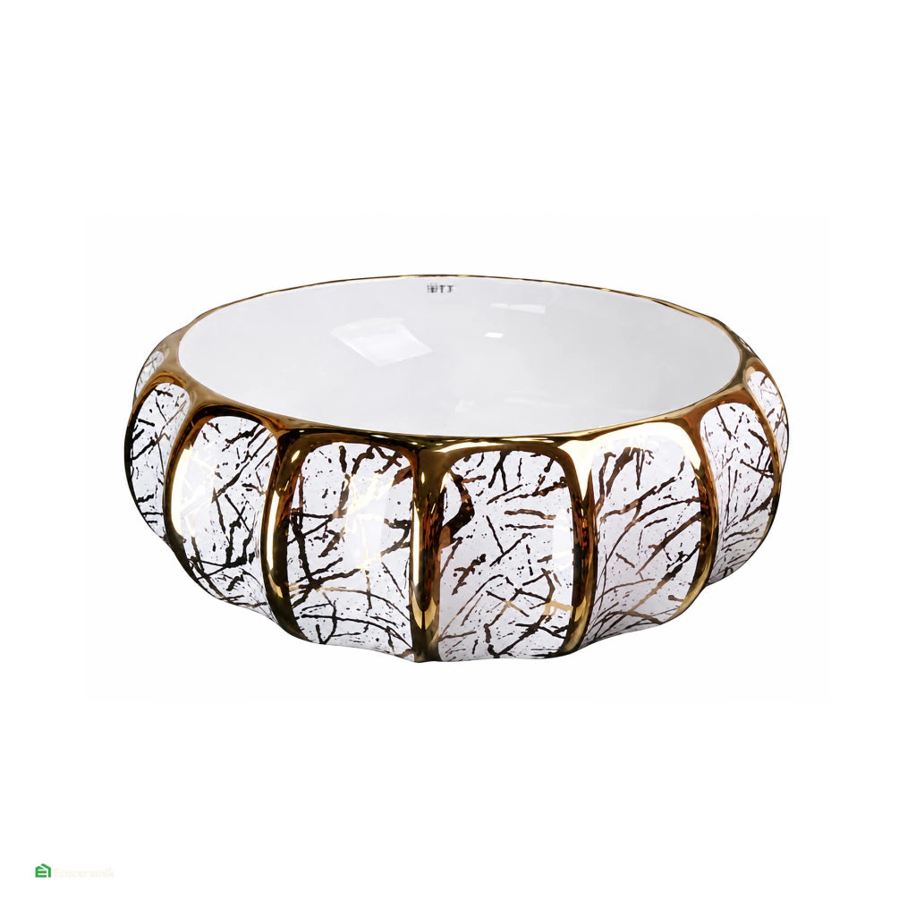 Ovalín de loza circular artístico gold A625 PRIEST 39.5x39.5x13 CM PREMIUM