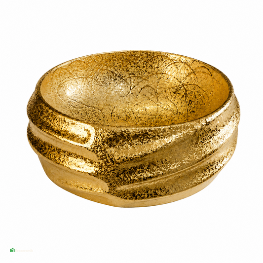 Ovalín de loza (MOD Arte) circular RUSTICO c/dorado Premiun - Chenni