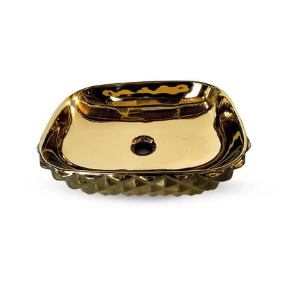 Ovalín de Loza (402-G) Mod. Rectangular Dorado Diamante 48X35X5X13.5 - Fratelli