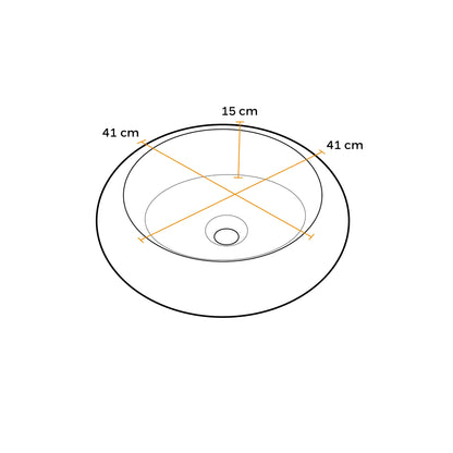 Ovalín de Loza (238) Mod. Circular Blanco C/Dorado 41X41X15 - Fratelli