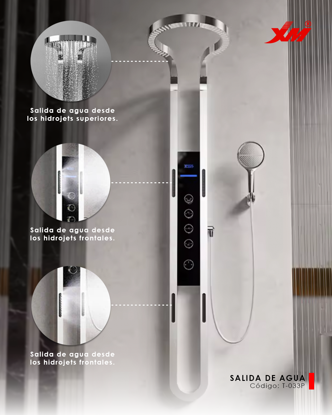 Columna de Ducha Inteligente Plateado T-033P Xm Premium