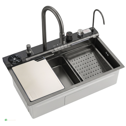Lavadero de cocina Multifuncional 7 teclas MAX ACERO SUS 304 c/Negro - Premium