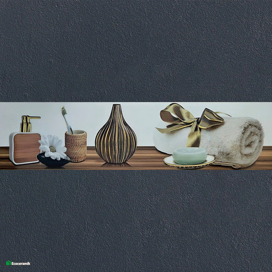 Decorado de Baño Francis Beige 15 × 60 cm HD