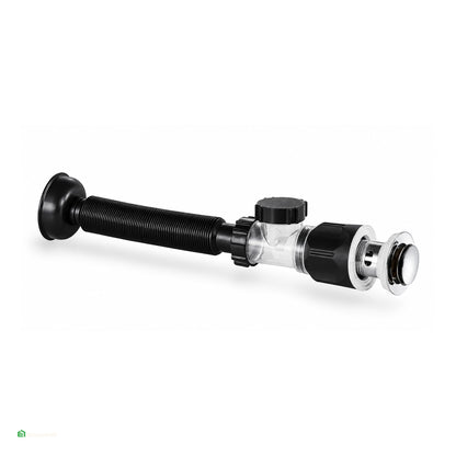 Desagüe Sifón Corrugado Negro AntiOlor Push Cromado | Fratelli