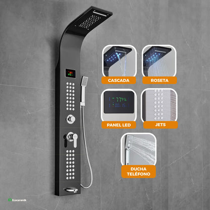 Columna de Ducha Iguazú Black Panel Led - Fratelli Signature