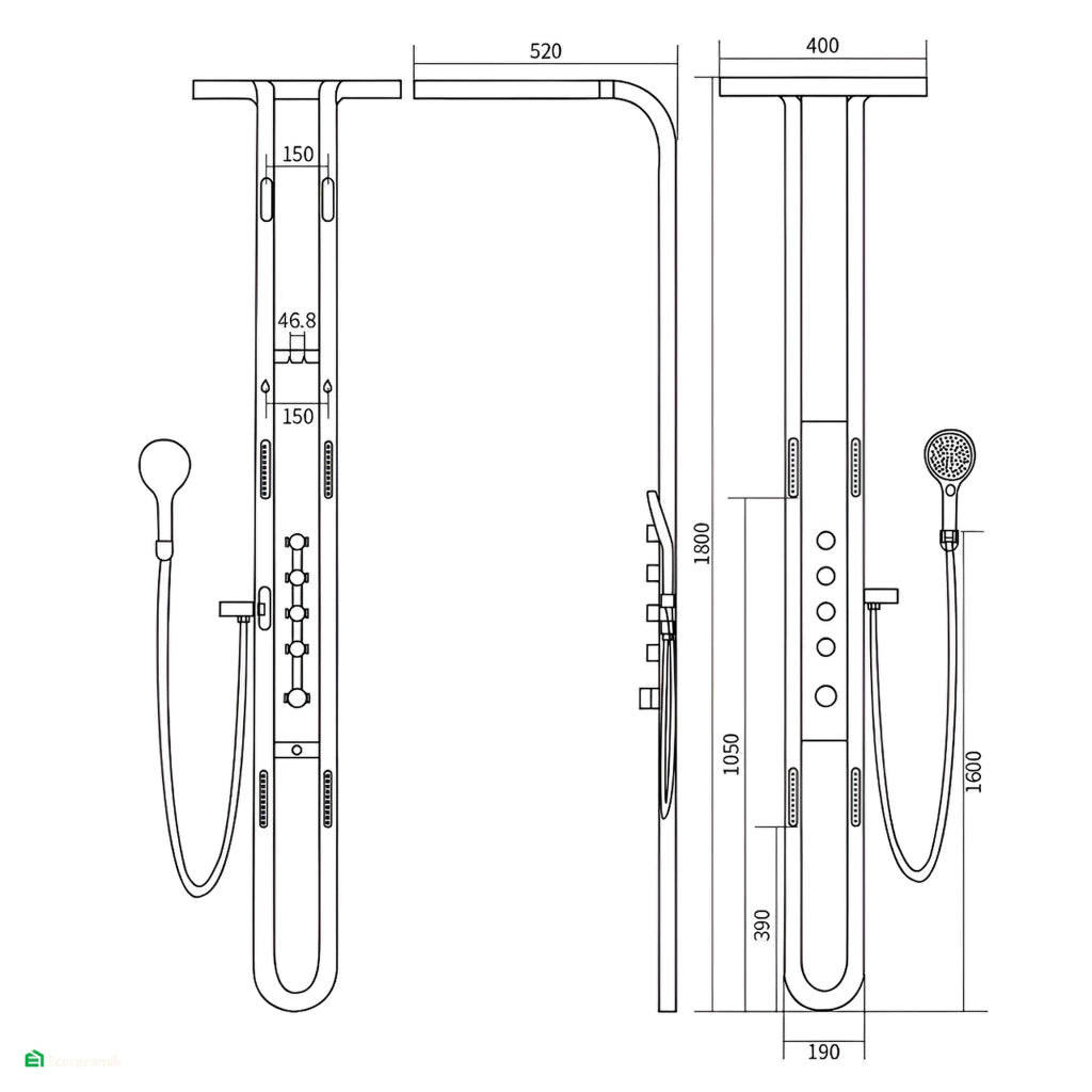 Columna de Ducha Inteligente Plateado T-033P Xm Premium