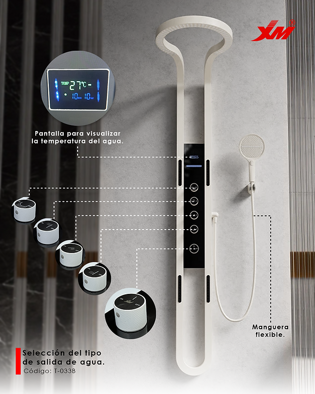 Columna de Ducha Inteligente Blanco T-033B Xm Premium
