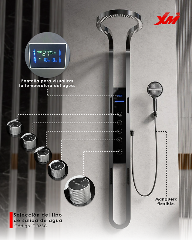 Columna de Ducha Inteligente Gris T-033G Xm Premium