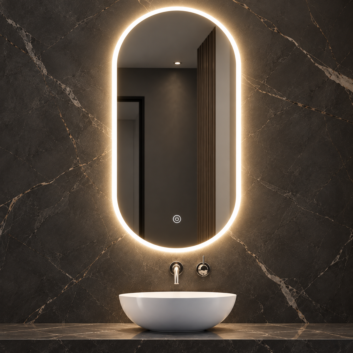 Espejo LED Ovalado X205 60x80 cm 3 Luces Táctil – Eco