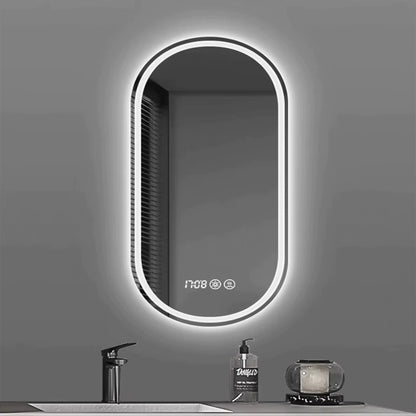 Espejo LED Smart X5080 Oval 3 Luces Touch Reloj