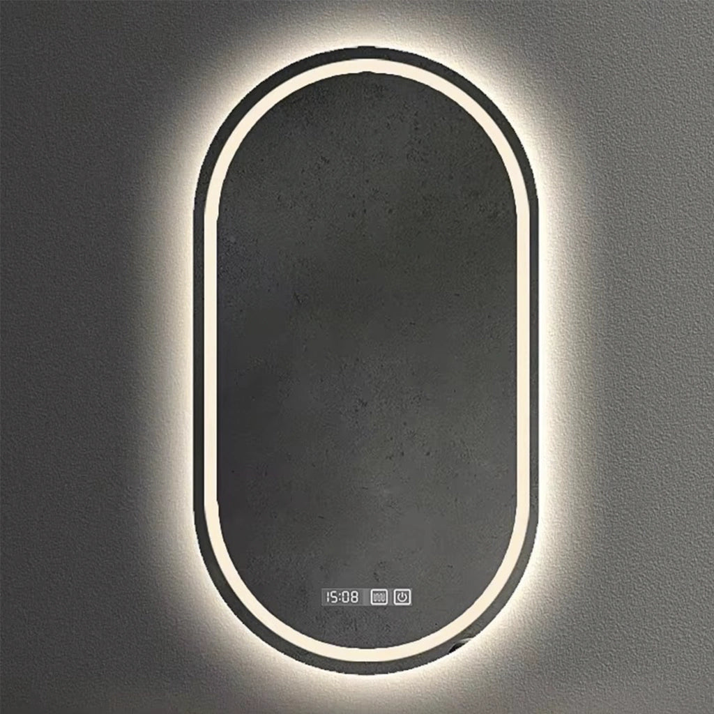 Espejo LED Smart X5080 Oval 3 Luces Touch Reloj