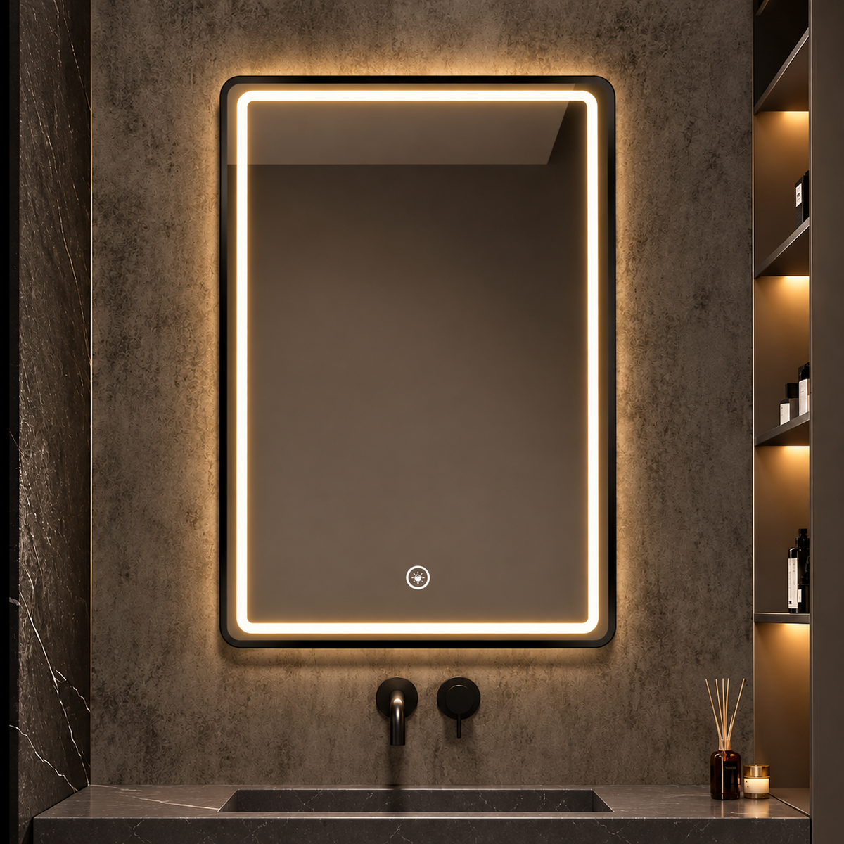 Espejo LED MARCO NEGRO - 68D NEW – 60 × 80 cm