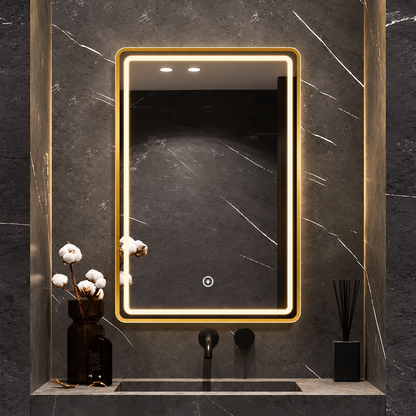 Espejo LED Rectangular MARCO DORADO - 68N NEW – 60 × 80 cm