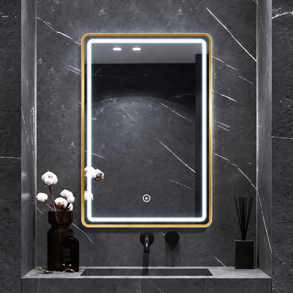 Espejo LED Rectangular MARCO DORADO - 68N NEW – 60 × 80 cm