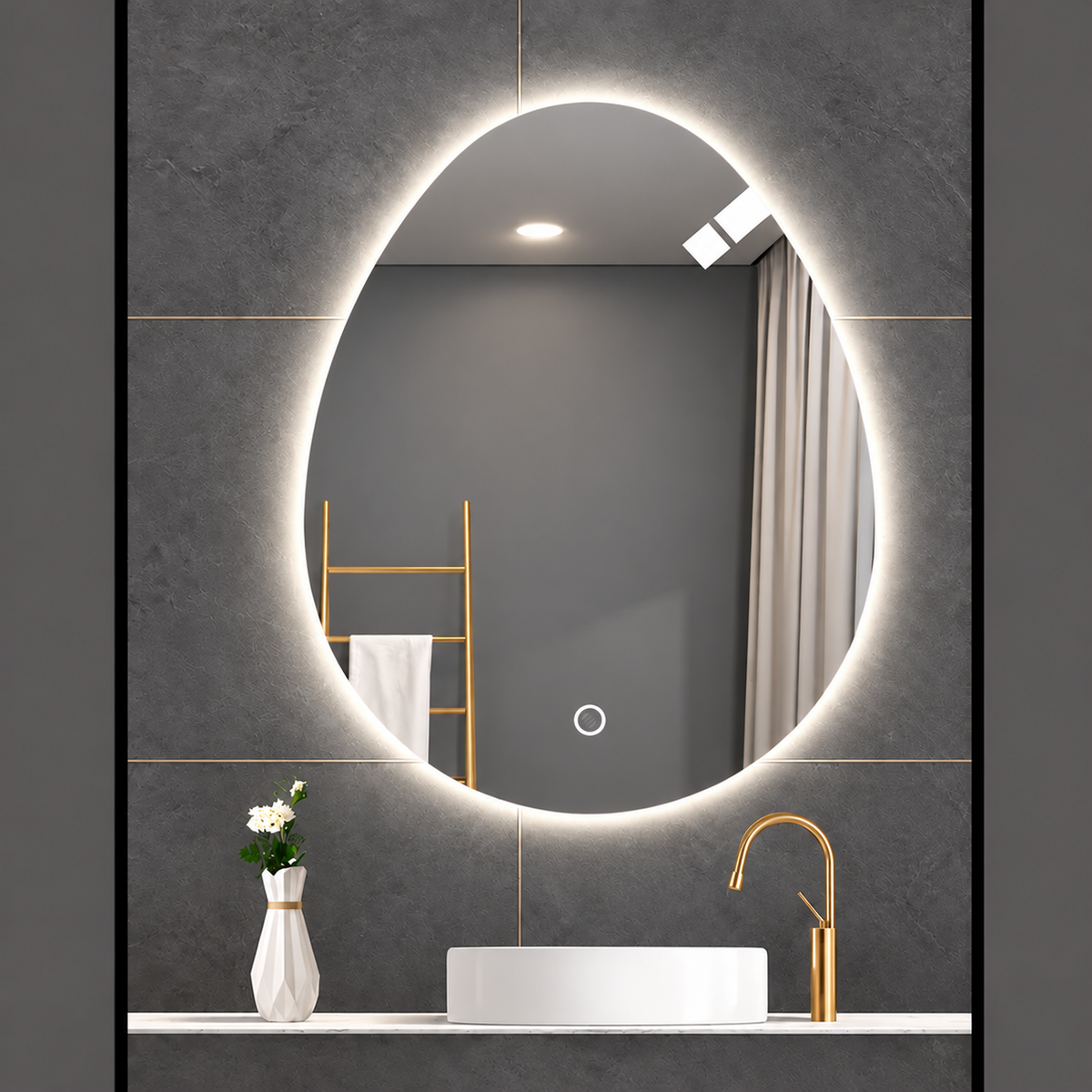 Espejo LED Ovalado 80x60 cm X203 con 3 Luces Táctil