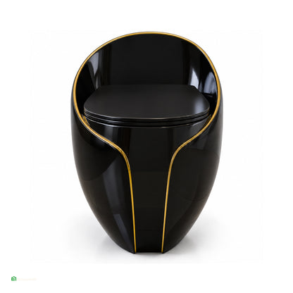 Inodoro One Piece Huevito Magneto Black - Gold Premium