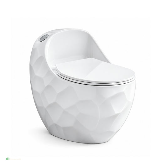Inodoro One Piece Huevito Rocoso Blanco - Afrodita Fratelli Premium