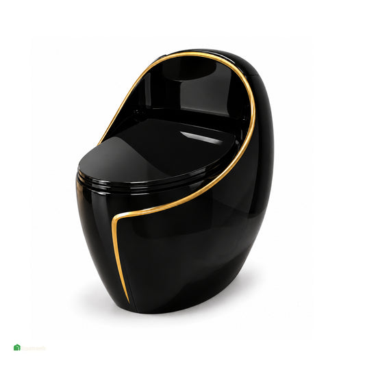Inodoro One Piece Huevito Negro - Gold Loza vitrificada Premium