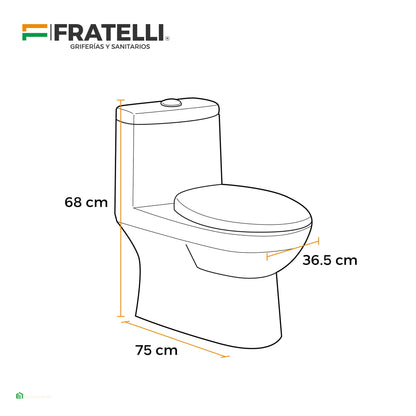 Inodoro One Piece Kioto Class Blanco - Fratelli Premium