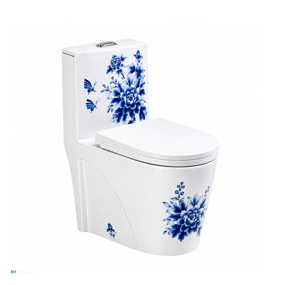 Inodoro One Piece Blanco con Diseño Azul IN8835FAZ – XM