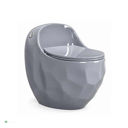 Inodoro One Piece Huevito Rocoso Gris - Gaia Premium