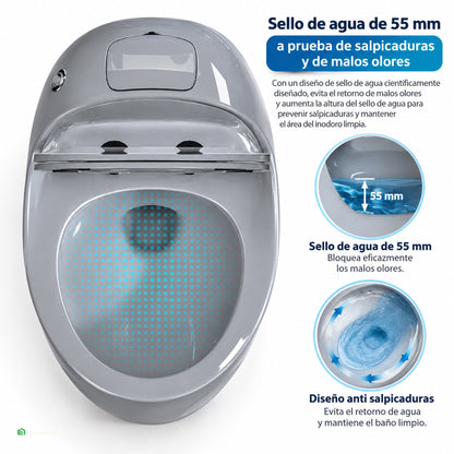 Inodoro One Piece Huevito Rocoso Gris - Gaia Premium