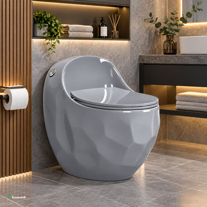 Inodoro One Piece Huevito Rocoso Gris - Gaia Premium