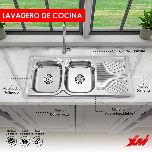 Lavadero de Cocina Doble Poza WDS12050A – XM