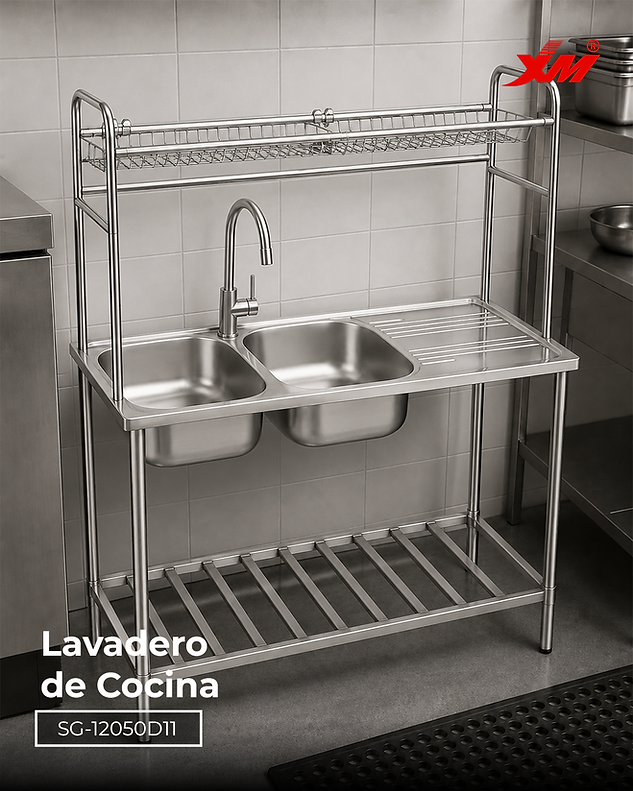 Lavatorio de Cocina Doble Poza  SG-12050D11 Xm