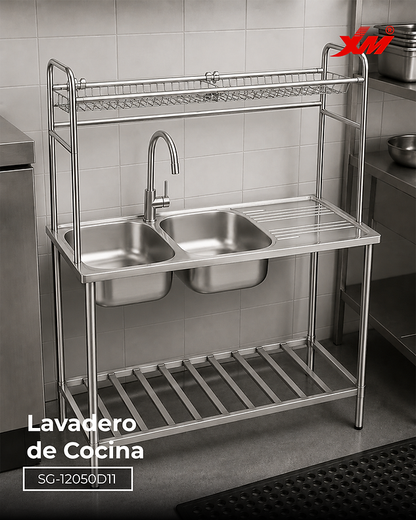 Lavatorio de Cocina Doble Poza  SG-12050D11 Xm