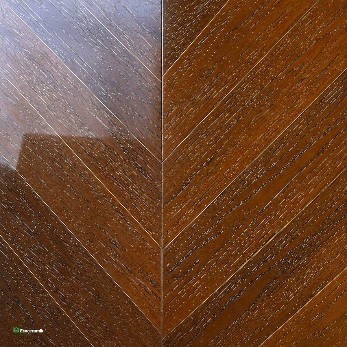 Porcelanato Madera Nogal 60x60 cm vitrificado Carving - Premium Caja 1.44m2 / 4 pz